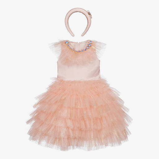 Junona-Pale Pink Tulle Dress Set  | Childrensalon Outlet
