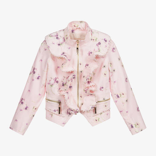 Junona-Розовая хлопковая куртка с цветочным рисунком | Childrensalon Outlet