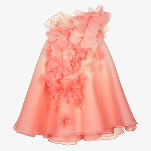 Junona-Pink Floral Organza Dress | Childrensalon Outlet