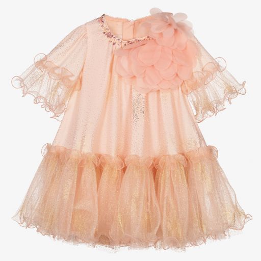 Junona- Robe rose et dorée en tulle | Childrensalon Outlet