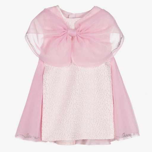 Junona-Pink Jacquard Glitter Bow Dress  | Childrensalon Outlet