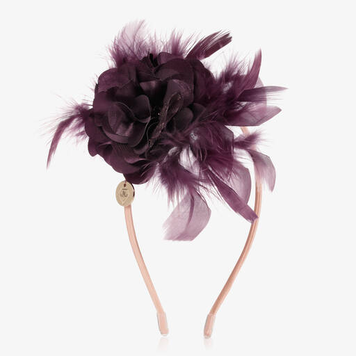 Junona-Purple Floral Feather Hairband | Childrensalon Outlet