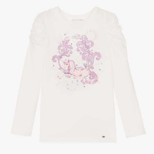 Junona-White & Purple Unicorn Top | Childrensalon Outlet