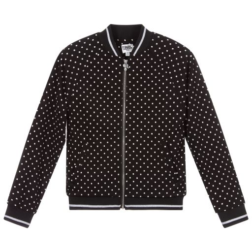 KARL LAGERFELD KIDS-Black & Silver Zip-Up Top | Childrensalon Outlet