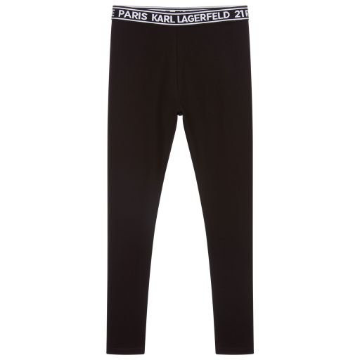 KARL LAGERFELD KIDS-ليغنغز فيسكوز جيرسي لون أسود و أبيض للبنات | Childrensalon Outlet