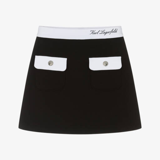 KARL LAGERFELD KIDS-Black & White Contrasted Details Skirt | Childrensalon Outlet