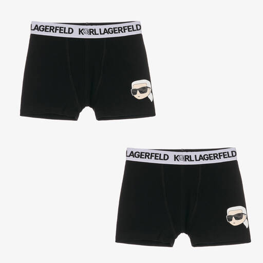 KARL LAGERFELD KIDS- Boys Black Boxer Shorts (2 Pack) | Childrensalon Outlet