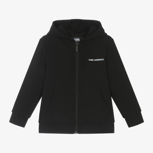 KARL LAGERFELD KIDS-Boys Black Hoodie with Zip | Childrensalon Outlet