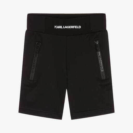 KARL LAGERFELD KIDS-Boys Black Jersey Logo Shorts | Childrensalon Outlet