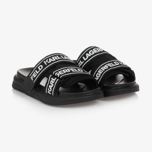 KARL LAGERFELD KIDS-Boys Black Logo Sliders | Childrensalon Outlet