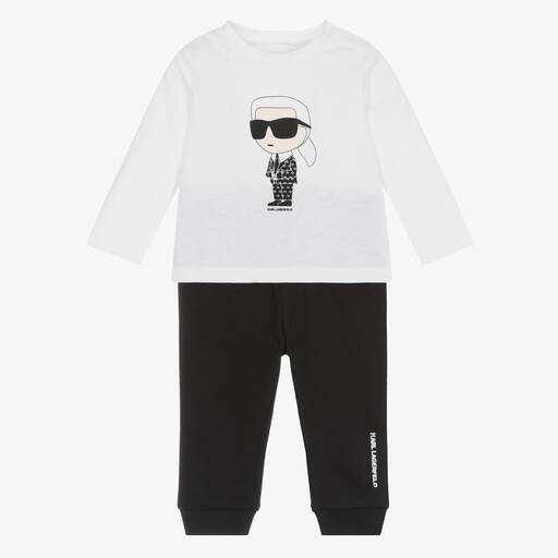 KARL LAGERFELD KIDS-Белый топ и черные штанишки для мальчиков | Childrensalon Outlet