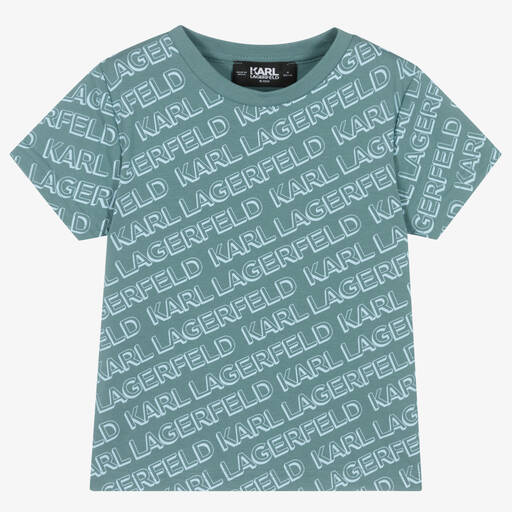 KARL LAGERFELD KIDS-تيشيرت قطن عضوي لون أزرق للأولاد | Childrensalon Outlet