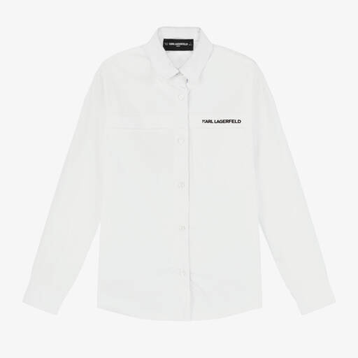 KARL LAGERFELD KIDS-Boys Classic White Poplin Shirt | Childrensalon Outlet
