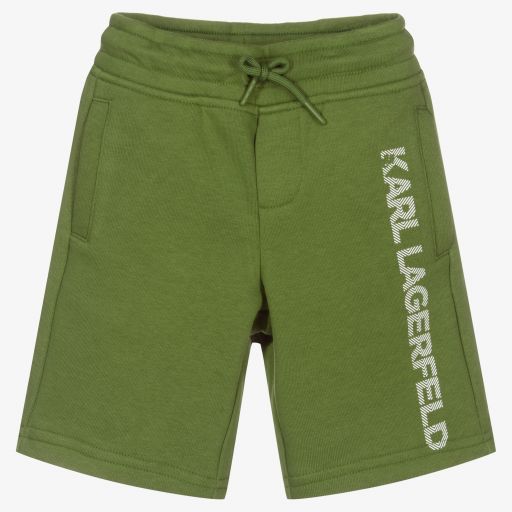 KARL LAGERFELD KIDS-Зеленые хлопковые шорты для мальчиков | Childrensalon Outlet