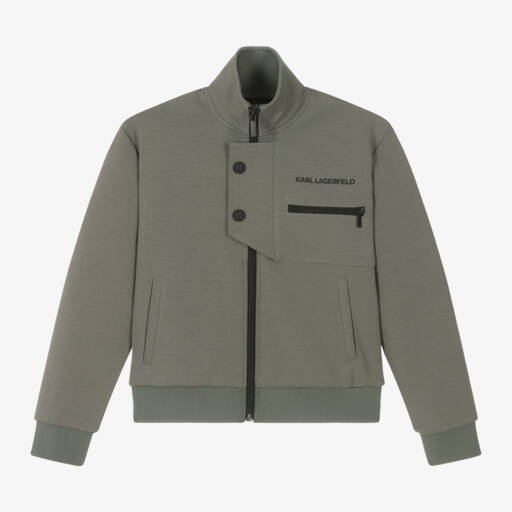 KARL LAGERFELD KIDS-Boys Green Soft Jersey Zip Jacket | Childrensalon Outlet