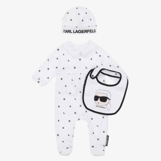KARL LAGERFELD KIDS-Boys Soft White Cotton Layette Set | Childrensalon Outlet