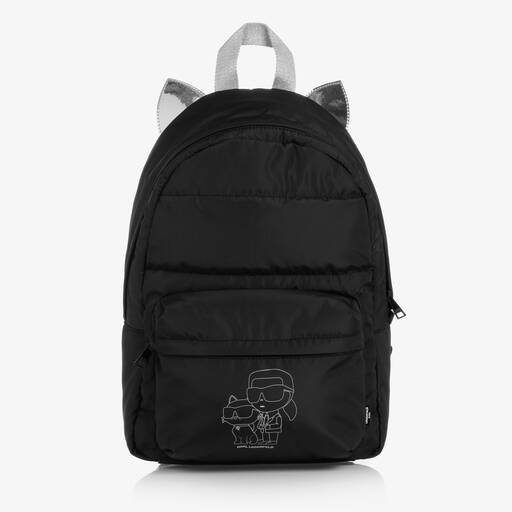 KARL LAGERFELD KIDS-Girls Black Choupette Cat Backpack (36cm) | Childrensalon Outlet