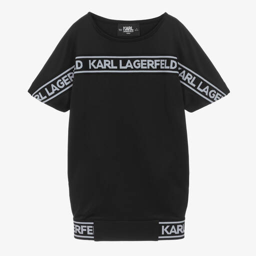 KARL LAGERFELD KIDS-Girls Black Jersey Logo Dress | Childrensalon Outlet