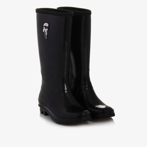 KARL LAGERFELD KIDS-Girls Black Karl Ikonik Rain Boots | Childrensalon Outlet