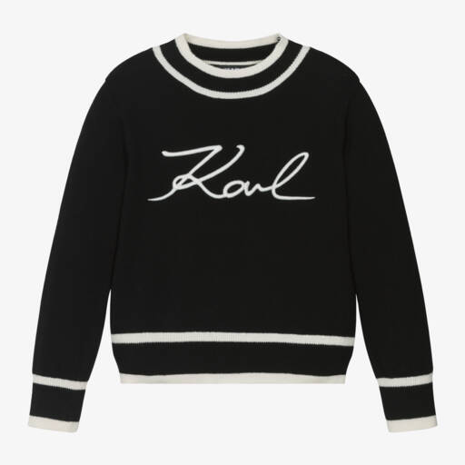 KARL LAGERFELD KIDS-Girls Black Knit Cashmere Jumper | Childrensalon Outlet