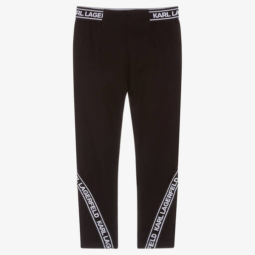 KARL LAGERFELD KIDS-Girls Black Logo Leggings | Childrensalon Outlet