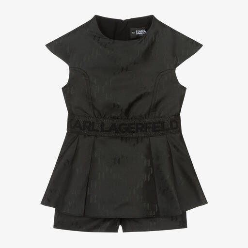 KARL LAGERFELD KIDS-بلاي سوت بطبعة مونوغرام لون أسود للبنات | Childrensalon Outlet