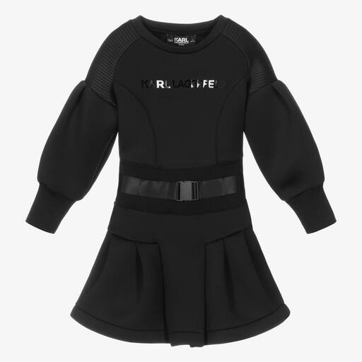 KARL LAGERFELD KIDS-Girls Black Neoprene Dress | Childrensalon Outlet