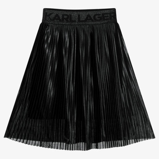 KARL LAGERFELD KIDS-Girls Black Pleated Skirt | Childrensalon Outlet