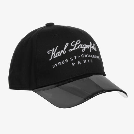 KARL LAGERFELD KIDS-Girls Black Rue St Guillaume Cotton Cap | Childrensalon Outlet