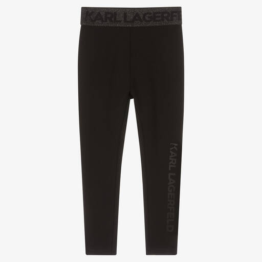 KARL LAGERFELD KIDS-Girls Black Sparkle Waistband Leggings | Childrensalon Outlet