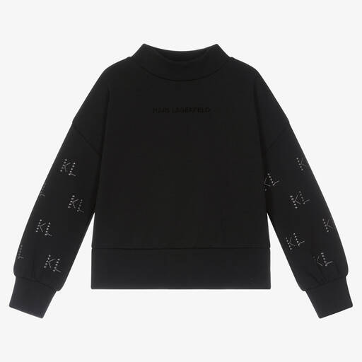 KARL LAGERFELD KIDS-Girls Black Studded Sweatshirt | Childrensalon Outlet