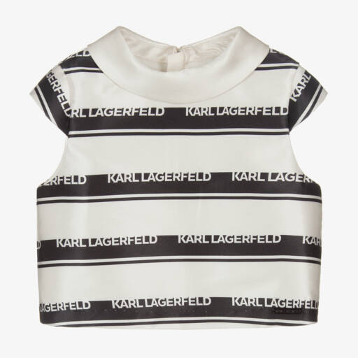 KARL LAGERFELD KIDS-Элегантный полосатый атласный топ для девочек | Childrensalon Outlet