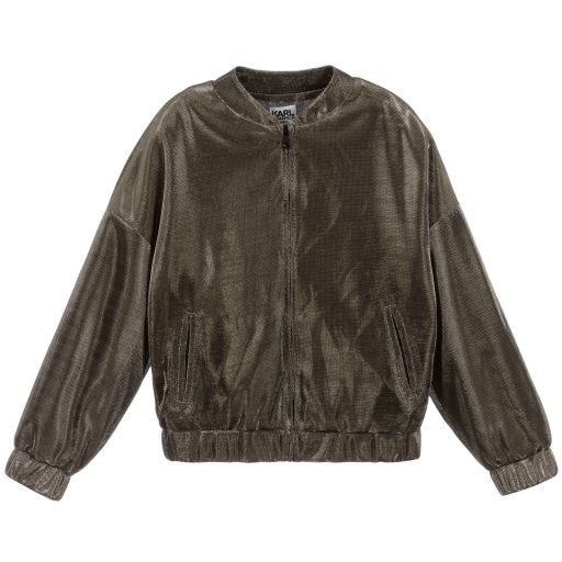 KARL LAGERFELD KIDS-Girls Gold Bomber Jacket | Childrensalon Outlet