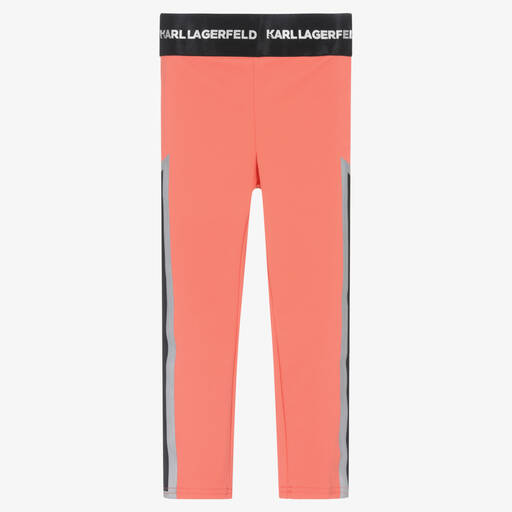 KARL LAGERFELD KIDS-Girls Orange Jersey Logo Leggings | Childrensalon Outlet