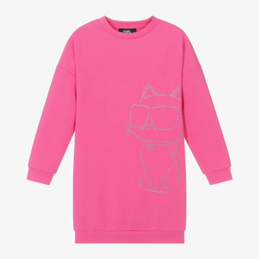 KARL LAGERFELD KIDS-فستان سويتشيرت شوبيت لون زهري | Childrensalon Outlet