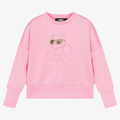 KARL LAGERFELD KIDS-سويتشيرت مزيج فيسكوز جيرسي لون زهري للبنات | Childrensalon Outlet