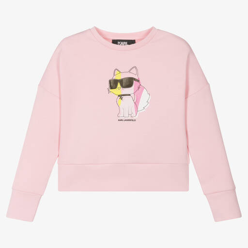 KARL LAGERFELD KIDS-Rosa Choupette Baumwoll-Sweatshirt | Childrensalon Outlet