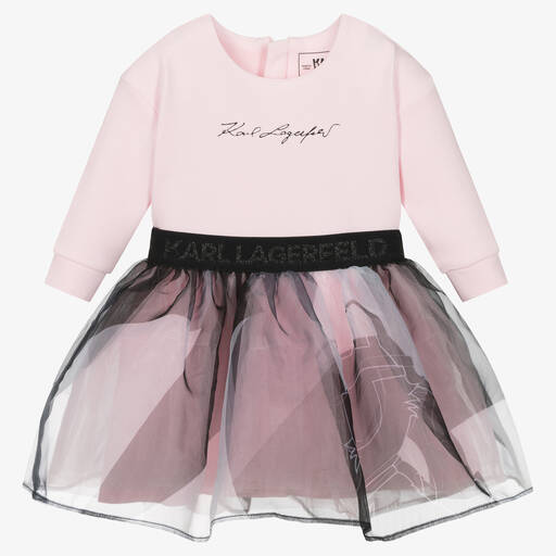 KARL LAGERFELD KIDS-Girls Pink Cotton & Organza Skirt Set | Childrensalon Outlet