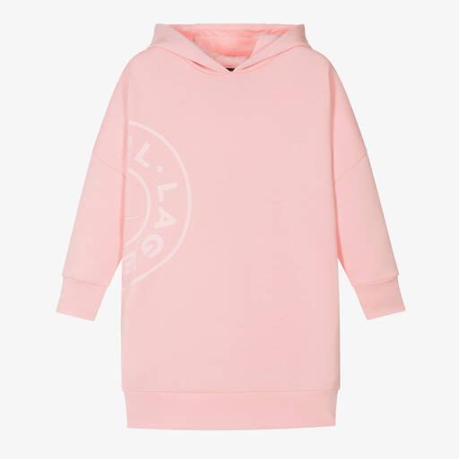 KARL LAGERFELD KIDS- Girls Pink Cotton Sweatshirt Dress | Childrensalon Outlet