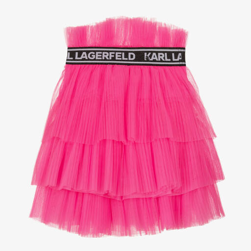 KARL LAGERFELD KIDS-تنورة توتو تول بطيات لون زهري نيون | Childrensalon Outlet