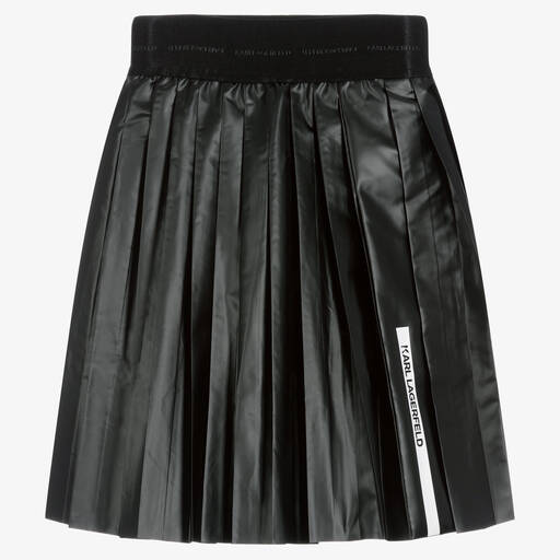 KARL LAGERFELD KIDS-Girls Pleated Black Logo Skirt | Childrensalon Outlet