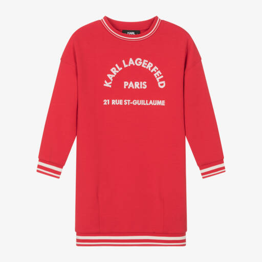 KARL LAGERFELD KIDS-فستان سويتشيرت قطن لون أحمر | Childrensalon Outlet