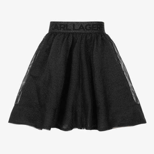 KARL LAGERFELD KIDS-تنورة أورغانزا مقلمة لون أسود | Childrensalon Outlet