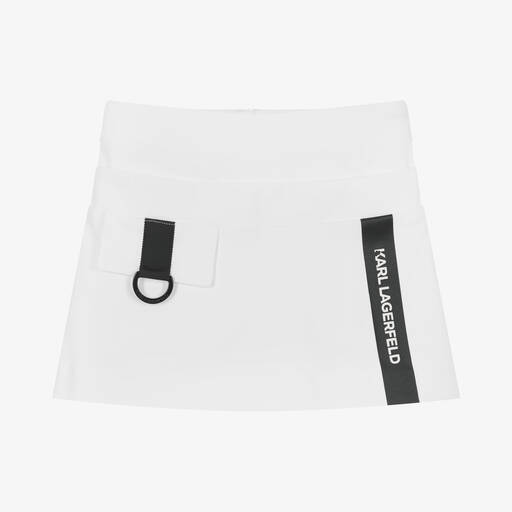 KARL LAGERFELD KIDS-Girls White Logo Mini Skirt | Childrensalon Outlet