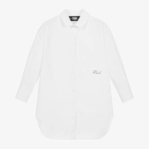 KARL LAGERFELD KIDS-Girls White Studded Shirt Dress | Childrensalon Outlet