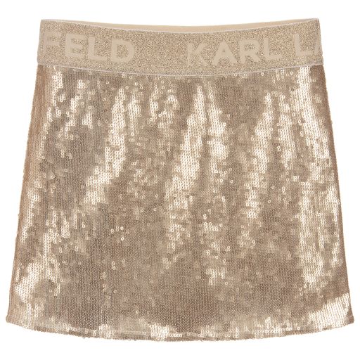 KARL LAGERFELD KIDS-Gold Sequin Mini Skirt | Childrensalon Outlet