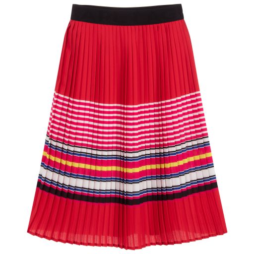 KARL LAGERFELD KIDS-Red Pleated Crêpe Skirt | Childrensalon Outlet