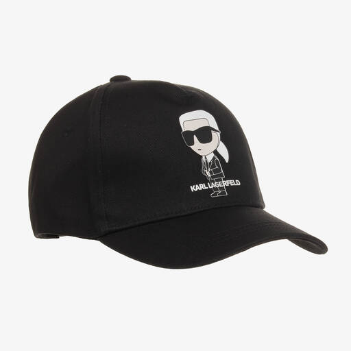 KARL LAGERFELD KIDS-Teen Black Cotton Karl Ikonik Cap | Childrensalon Outlet