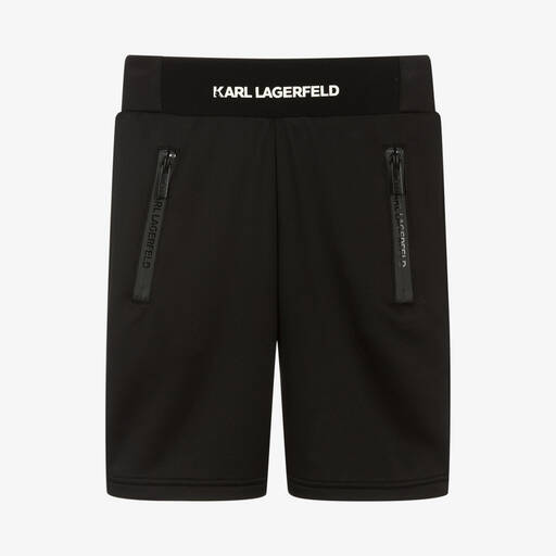 KARL LAGERFELD KIDS-Teen Boys Black Jersey Logo Shorts | Childrensalon Outlet