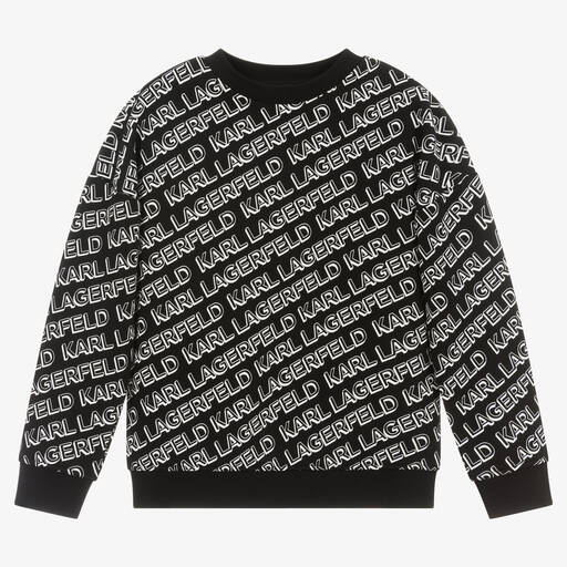 KARL LAGERFELD KIDS-Teen Boys Black Logo Sweatshirt  | Childrensalon Outlet